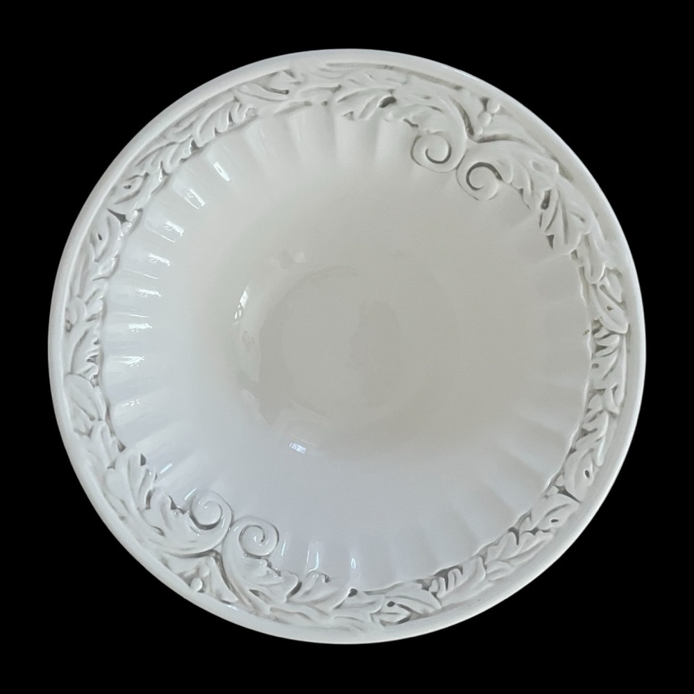 American Atelier at Home Athena Ironstone Footed Bowl 5166 White Ironstone EUC - Picture 3 of 11